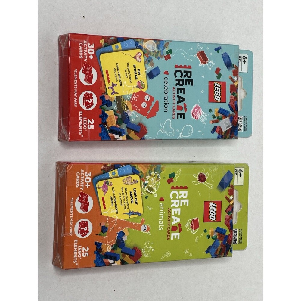 Lot Of 2- Lego Re Create Activity Cards Animals / Celebrations